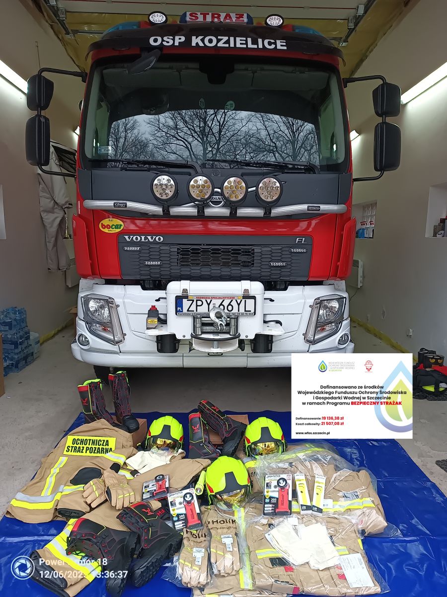 Zdjęcie: Ochotnicza Straż Pożarna w Kozielicach wyposażona w nowy sprzęt i wyposażenie ochrony osobistej zakupiony w ramach dotacji z WFOŚiGW w Szczecinie