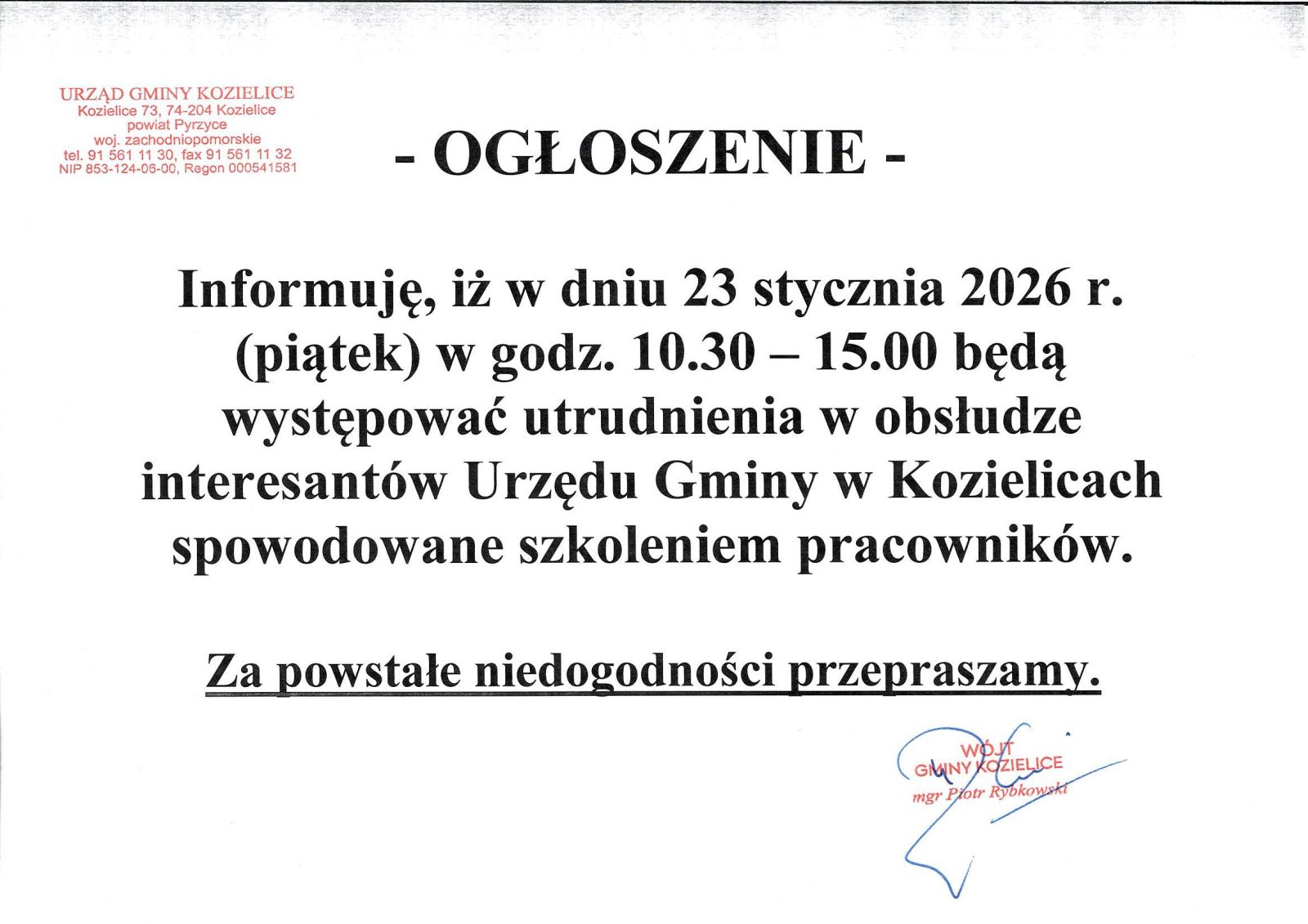 Zdjęcie: -OGŁOSZENIE-