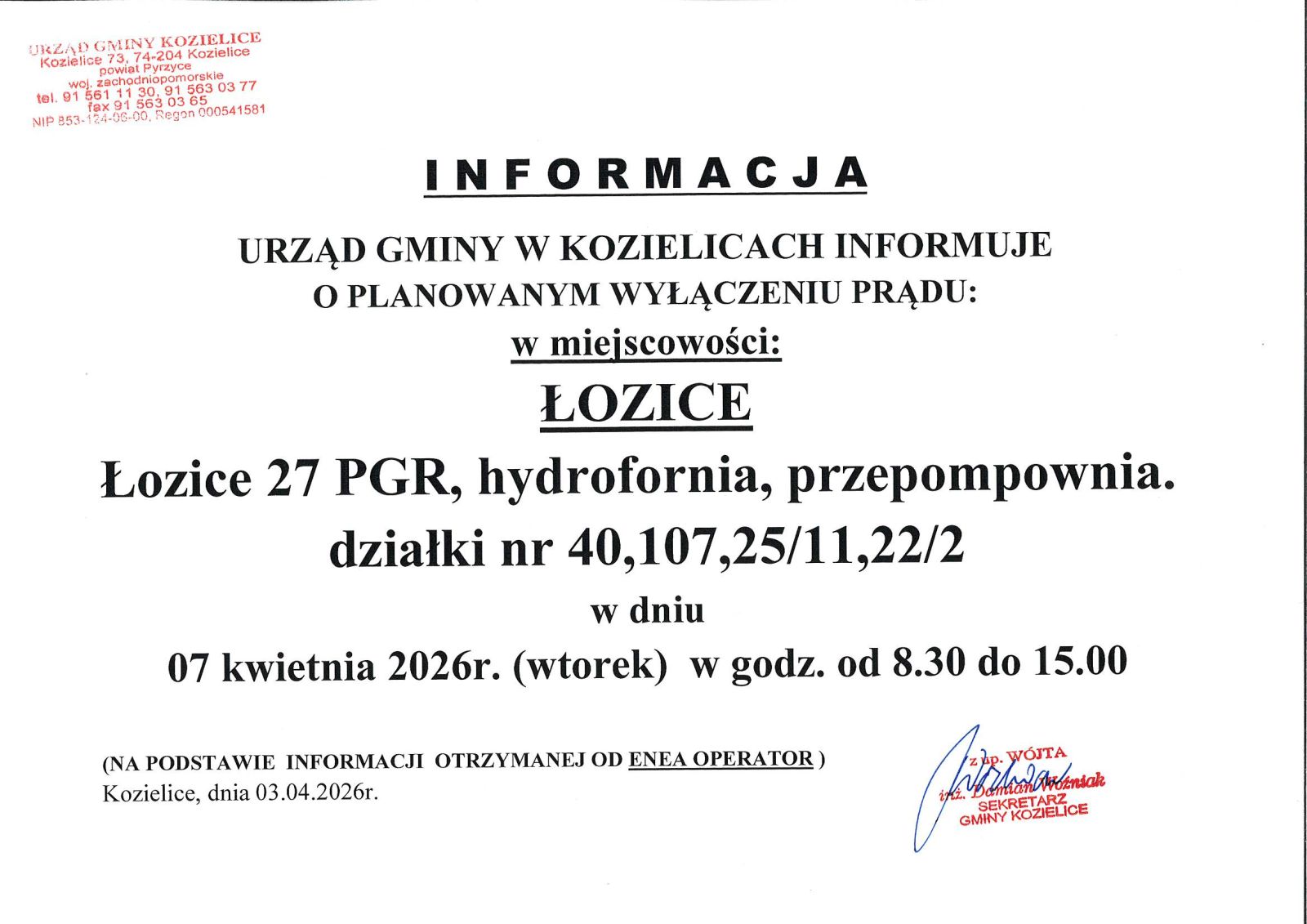 Zdjęcie: INFORMACJA !!