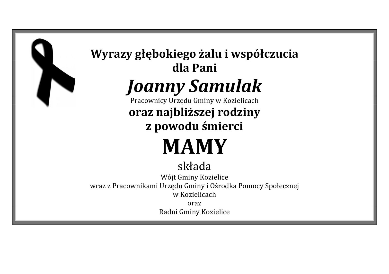 Zdjęcie: Wyrazy głębokiego żalu i współczucia