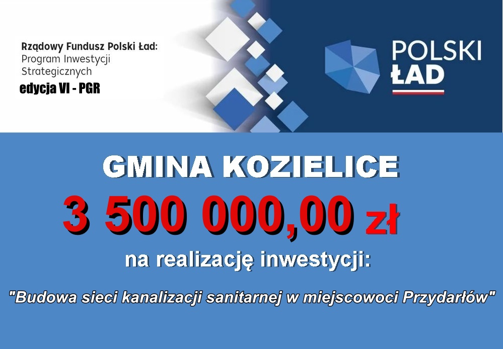 Zdjęcie: Gmina Kozielice z kolejnym dofinansowaniem z Polskiego Ładu