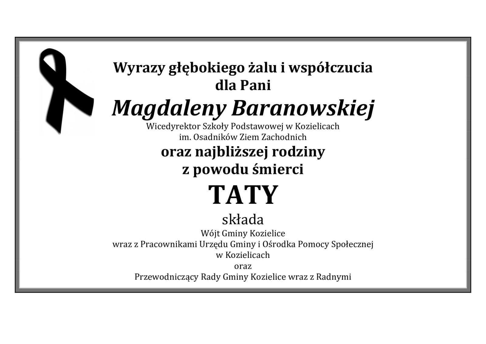 Zdjęcie: Wyrazy głębokiego żalu i współczucia