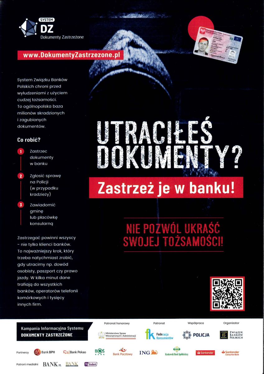 Zdjęcie: UTRACIŁEŚ DOKUMENTY ? Zastrzeż je w banku !